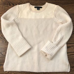 Club Monaco Leather/Cashmere Sweater Ivory